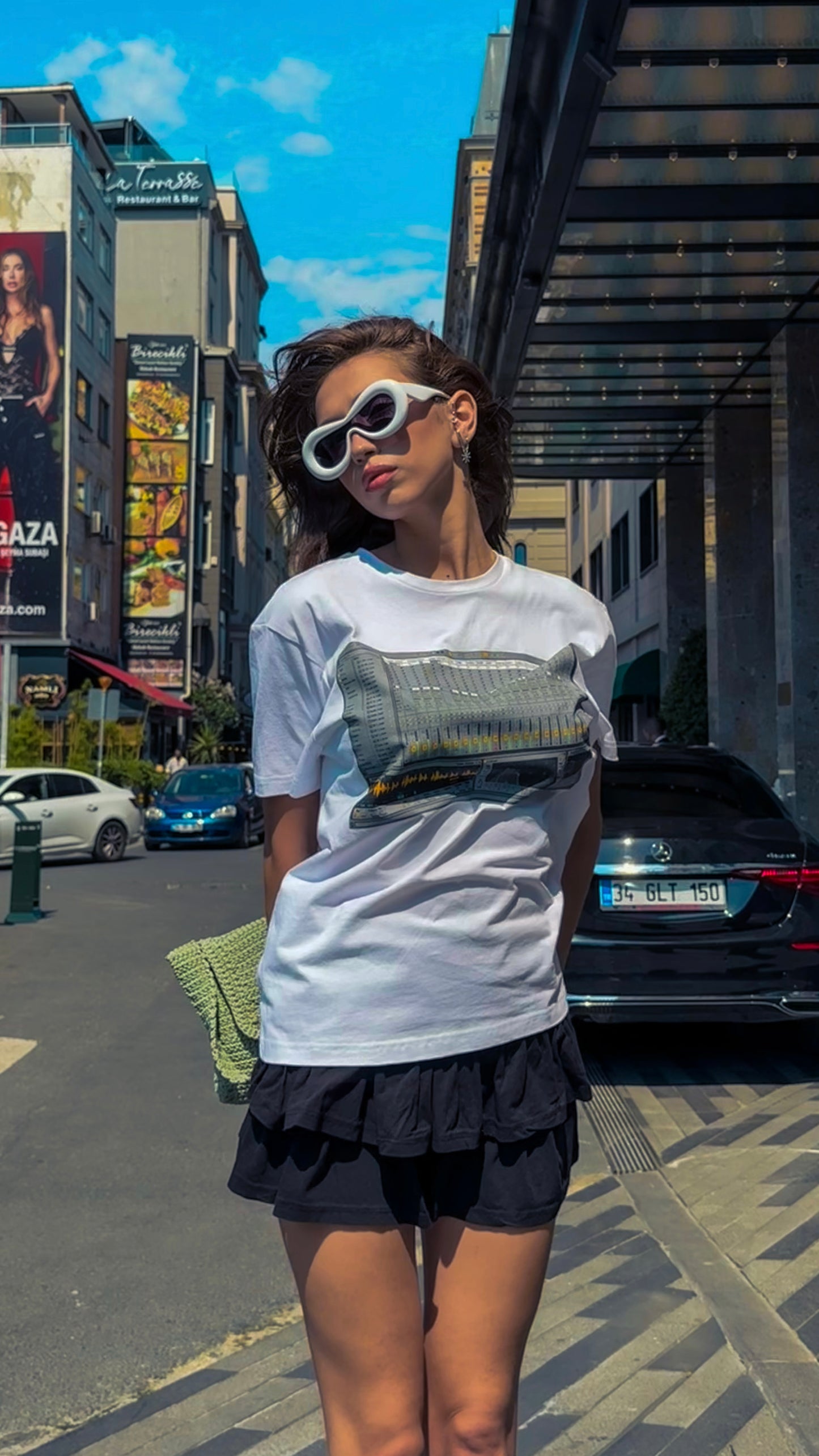 VECODER | Kadın Beyaz Regular Fit Baskılı Kısa Kollu T-shirt (100-K-0061)