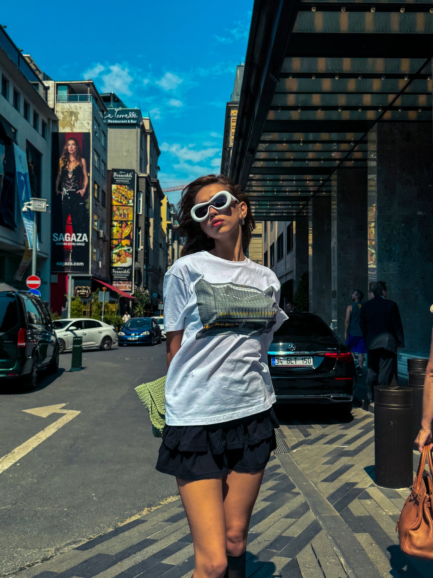 VECODER | Kadın Beyaz Regular Fit Baskılı Kısa Kollu T-shirt (100-K-0061)