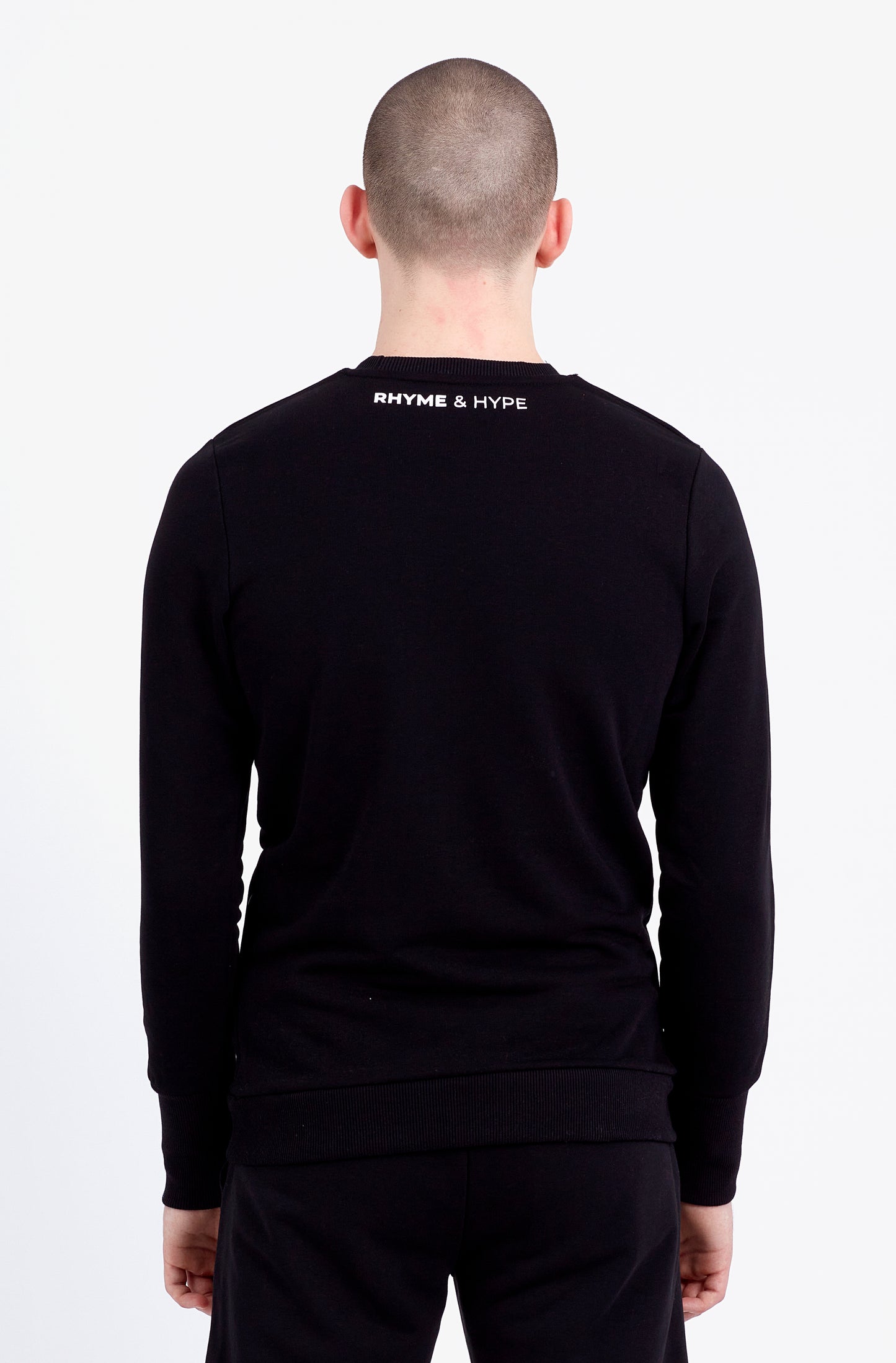 HAUZ | Erkek Siyah Regular Fit R&H Baskılı Bisiklet Yaka Sweatshirt (200-E-0034)