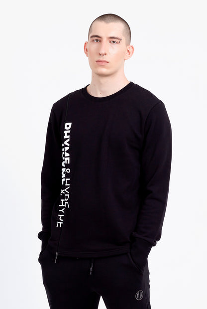 DUB FILTER | Erkek Siyah Regular Fit Yandan Fermuarlı Baskılı Sweatshirt Ceket (200-E-0017)