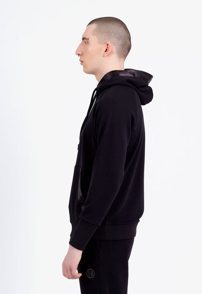 CLICK NOISE | Erkek Siyah Regular Fit Şerit Detay Cepli Kapüşonlu Sweatshirt Hoodie (200-E-0006)