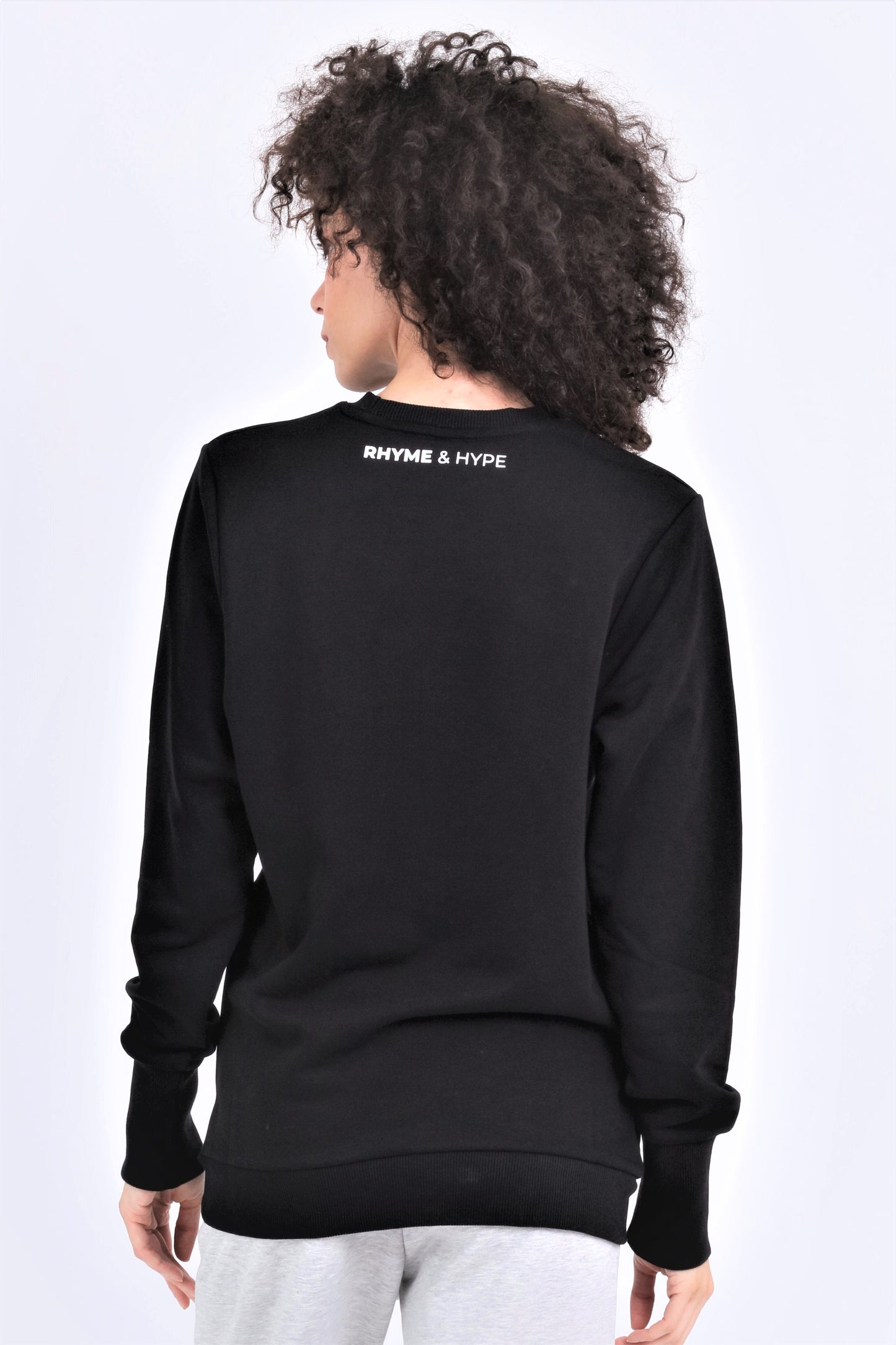 HAUZ | Kadın Siyah Oversize R&H Baskılı Bisiklet Yaka Sweatshirt (200-K-0035)