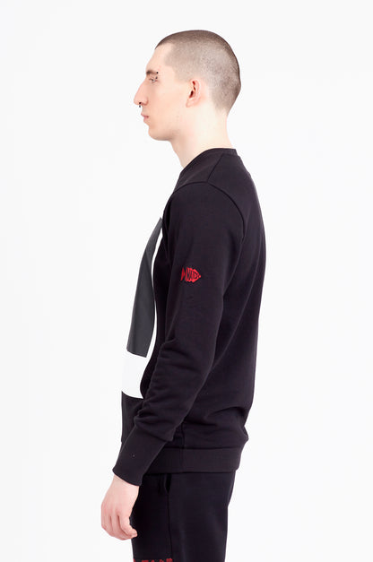 GARGLE | Erkek Siyah Regular Fit Techno Baskılı Bisiklet Yaka Sweatshirt (200-E-0027)