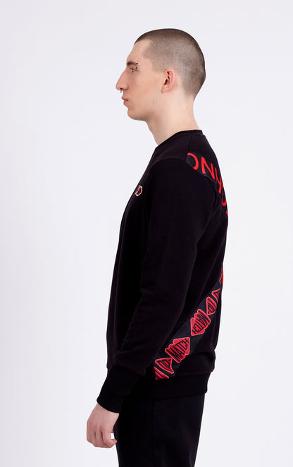 Enjoy The Show | Erkek Siyah Regular Fit Arka Şerit Detay Bisiklet Yaka Sweatshirt (200-E-0020)